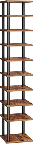 HOOBRO Vertical Shoe Rack, 10-Tier Narrow Shoe Shelf, Shoe Storage Organizer for Small Space, 11