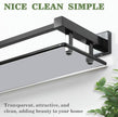Alise Bathroom Glass Shelf with Stainless Steel Railing, Matte Black Small Tempered Glass Floating Wall Shelf Over The Toilet, 16 inch