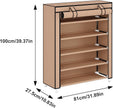 Laiensia 5-Tier Vertical Shoe Rack Organizer, Space Saving Shoe Storage Organizer, Non-Woven Cover Shoe Shelf Holds 20-25Pairs for Bedroom, Hallway, Closet Entryway, Brown