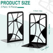 Zonon 6 Pcs Heavy Duty Bookends Decorative Black Metal Bookends for Shelves Book Divider Geometrical Holder Art Design Book Stopper for Home Office School