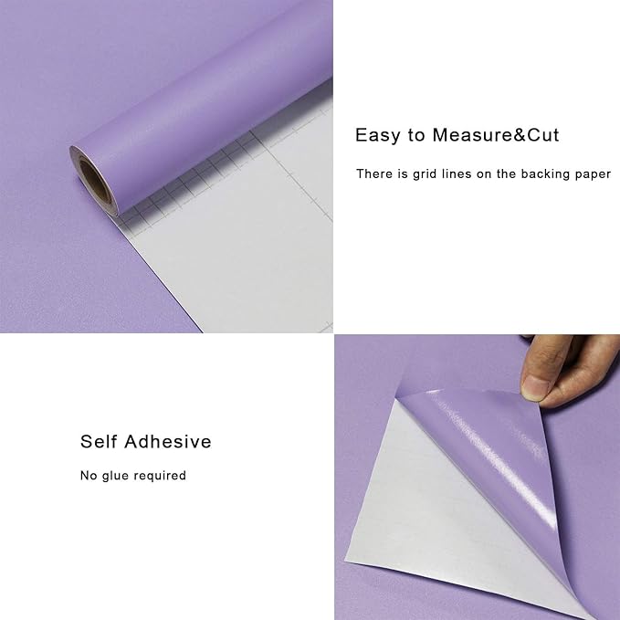 HeloHo Purple Wallpaper Solid Color Peel and Stick Wallpaper 394