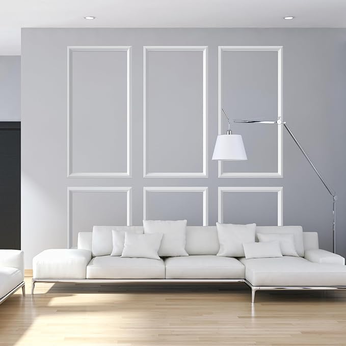 NeatiEase Peel and Stick Wall Molding Kit 6-Frame Premade, Ready-to-Assemble Wall Moulding Panel Frame, Self Adhesive Wainscoting Panels, Accent Molding Trim for Interior Walls Home Decor (Style 1)