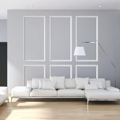 NeatiEase Peel and Stick Wall Molding Kit 6-Frame Premade, Ready-to-Assemble Wall Moulding Panel Frame, Self Adhesive Wainscoting Panels, Accent Molding Trim for Interior Walls Home Decor (Style 1)