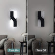 Modern LED Wall Sconce, Black Indoor Wall Light Fixtures Set of 2, 8W Acrylic Wall Mounted Lamp, 6000K Cold White Wall Sconces Lighting for Hallway, Bedroom, Stairway, Corridor, Bathroom