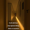 WOBANE Dual Motion Sensor Under Bed Lights,Rechargeable 16.4ft LED Light Strip,Battery Powered Tape Light for Shelves,Cabinet,Anywhere,PIR Detector,Cuttable,Flexible,2700K Warm White