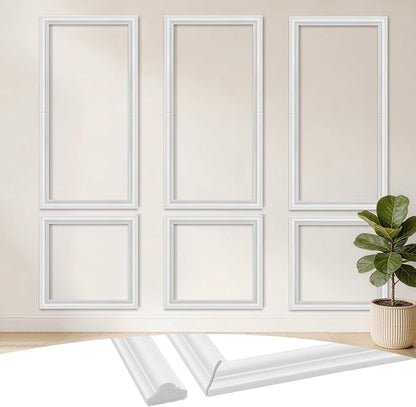 3 Set Peel and Stick Wall Molding Kit Pre Cut White 3D Wall Molding Kit Self Adhesive Wainscoting Panels for Hallway Living Room Bedroom Home Accent Walls Decor