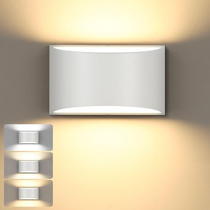 TRLIFE Dimmable Wall Sconces, 3000K/4000K/6000K Selectable Modern LED Wall Sconce 12W Aluminum Wall Mounted Light Hardwired Wall Lights for Bedroom Bedside Living Room Stairway (White, 1 Pack)