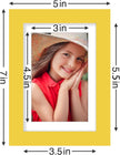 Vittanly 4x6 Picture Frames Set of 9, Shatter Resistant Plexiglass, Display 3.5x5 Pictures with Mat or 4x6 without Mat, Photo Frames for Wall or Tabletop, Engineered Wood, Yellow