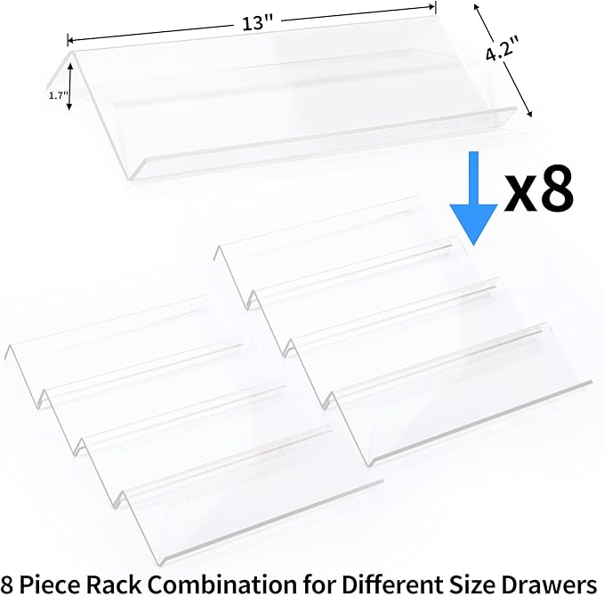 MIUKAA Clear Acrylic Spice Drawer Organizer, 4 Tier- 2 Set Expandable From 13