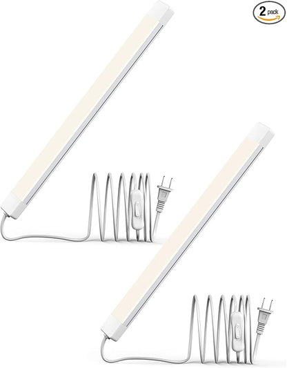 ASOKO 16 Inch Under Cabinet Lights,Plug and Play Under Counter Lighting,4500K Daylight White with 700LM Bright,ETL Light Bar with ON/Off Switch for Kitchen,Under Desk,Workbench-2 Pack
