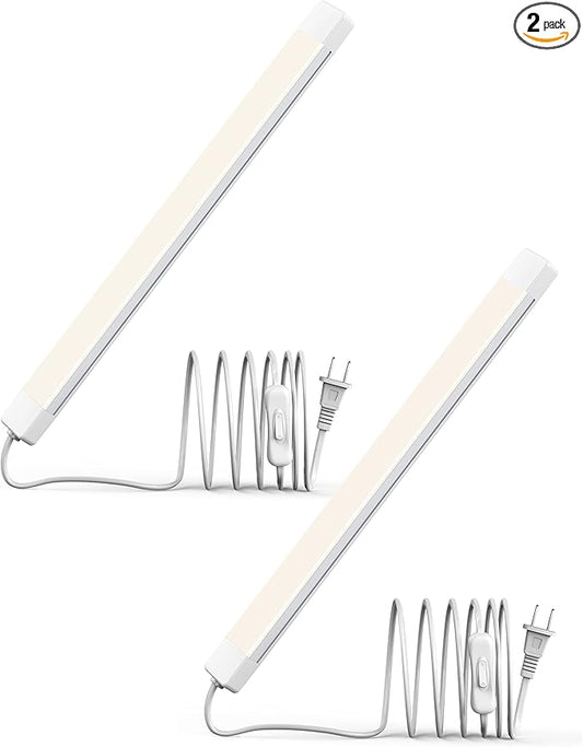 ASOKO 16 Inch Under Cabinet Lights,Plug and Play Under Counter Lighting,4500K Daylight White with 700LM Bright,ETL Light Bar with ON/Off Switch for Kitchen,Under Desk,Workbench-2 Pack
