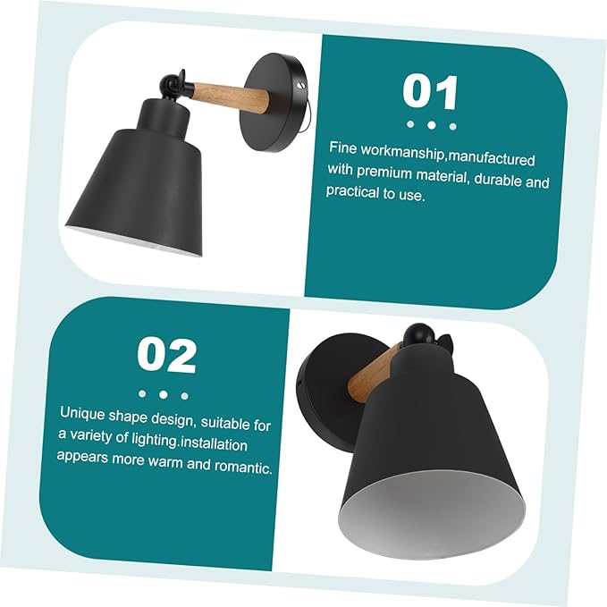TEHAUX Nordic Modern Wall Light Black Wood Hanging Lamp Simple Chic Bedroom Wall Light for Corridor Durable Indoor Fixture with Contemporary Design