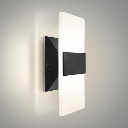 ASD LED Indoor Wall Mount Light Fixture - 8 Inch 10W Modern Interior Matte Black Dimmable Wall Sconce Light - ETL 2700K-5000K Adjustable - Hallway, Bedroom LED Wall Lights