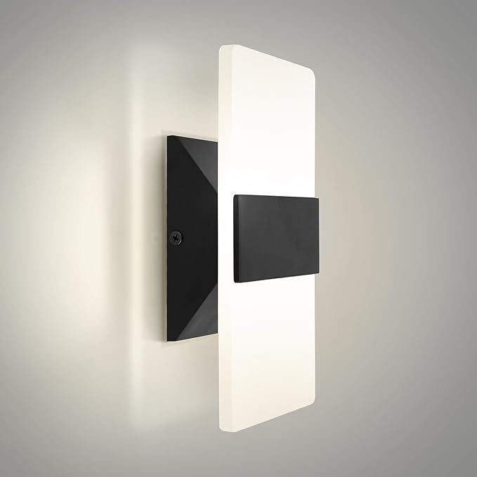 ASD LED Indoor Wall Mount Light Fixture - 8 Inch 10W Modern Interior Matte Black Dimmable Wall Sconce Light - ETL 2700K-5000K Adjustable - Hallway, Bedroom LED Wall Lights