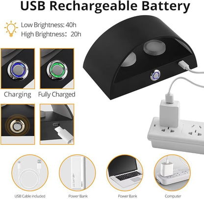 LED Wall Sconce Battery Operated, Modern Aluminum Wall Mount Light Rechargeable, Touch Control Dimmable Wall Lamp Black, Up Down Wall Lights Indoor for Living Room Bedroom Hallway Stair, Warm White