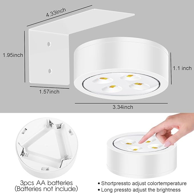 Picture Lights for Wall, 3 Lighting Modes Magnetic Art Display Light,Battery Operated Led Painting Light with Remote Control Dimmable & Timer,6Pack White