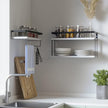 RICHER HOUSE 2+1 Tier Wall Mounted Floating Shelves Set of 2, Rustic Wood Wall Shelf with Metal Frame, Extra Storage Rack for Bathroom, Kitchen, Bedroom with Tissue Rack & Towel Bar - White