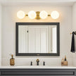 Bathroom Vanity Mirror Light Fixtures: 4 Lights Bath Wall Sconce Lighting - Brass Gold Vanity Lights with Milk Glass Shade - Modern Minimalist Makeup Light Fixture Above Mirror for Hallway E26 Base