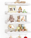 Fixwal Nursery Shelves, 16.5 Inch Floating Bookshelves for Wall Set of 4, Scalloped Wall Book Shelves with Towel Rack for Kids, Toddler Room, Baby Room, Nursery Decor and Storage(White)