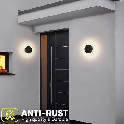 LED Wall Light Indoor Outdoor Modern Sconce Black Modern Outdoor Wall Lights Aluminum Waterproof Black Wall Mount Lights LED Light Warm White 3000K (Round)
