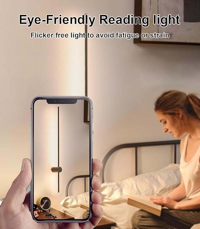 Minimalist Black LED Wall Light - 3-Color Adjustable Sconce for Bedroom & Living Room - 350° Rotatable Aluminium Design (100cm)(Black,100cm)