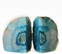 JIC Gem Book Ends Teal Agate Bookends for Shelves Decorative Geode Bookends to Hold Books Heavy Duty Home Decor with Rubber Bumpers(1 Pair, 4-6 LBS)