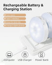 EZVALO Under Cabinet Lighting with Charging Station,1000mAh Rechargeable Puck Lights with Remote, 3 Color Temps & 12 RGB Closet Lights, Dimmable Motion Sensor Lights for Shelf, Kitchen (6 Packs)