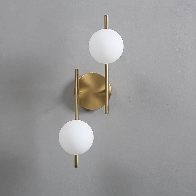 Modern Globe Wall Sconce 2 Light Bedroom Wall lamp Gold Wall Light Fixture for Living Room Kitchen Corridor Bathroom vanities Mirror