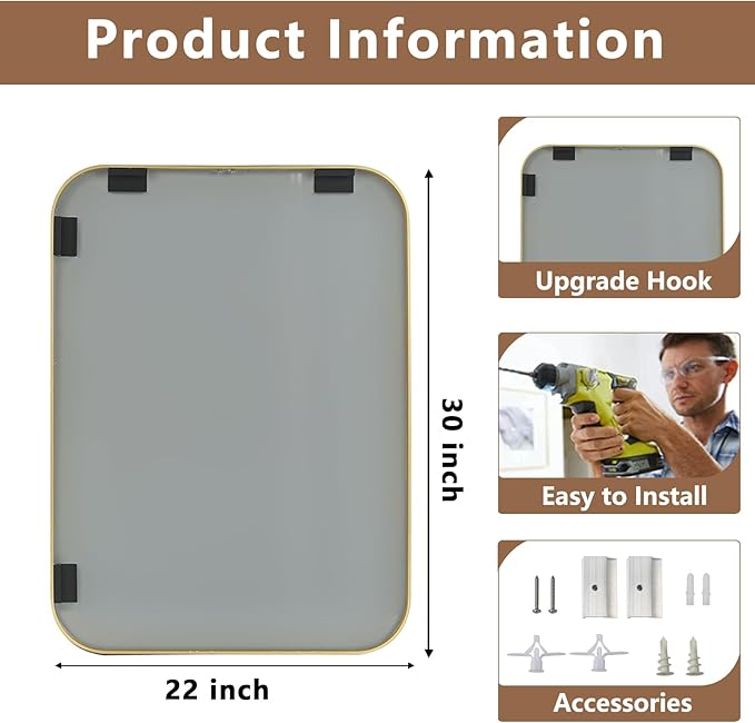 Brushed Gold Mirror, 22