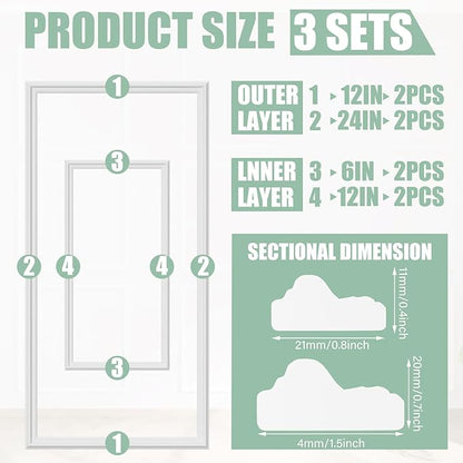 Pangda 3 Set Peel and Stick Accent Wall Molding Kit Inner and Outer Layers Style Premade Wainscoting Panels for Walls Picture Frame Molding for Home Decoration(40''x20'',Square)