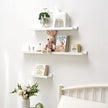 24 Inch White Floating Shelves Wall Mounted, Solid Oak Wood Shelf for Decor and Storage, Picture Ledge for Bedroom Bathroom Living Room Kitchen, 24 * 4 * 1.5, 1 Pack
