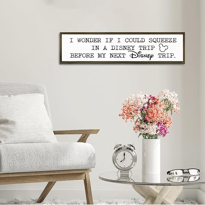 Funny Wood Signs, Rustic Farmhouse Wall Decor, Tabletop Decor, Decorative Wooden Box Sign, Wall Decoration Sign for Home Office Indoor Outdoor Yard, Disney Lover Gift