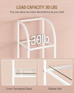Bookcase Bookshelf, Tempered Glass Arched Bookshelf for More Storage, Slim Shelving Unit for Bedroom, Bathroom, Home Office, Steel Frame, 5 Tier White BC20599W