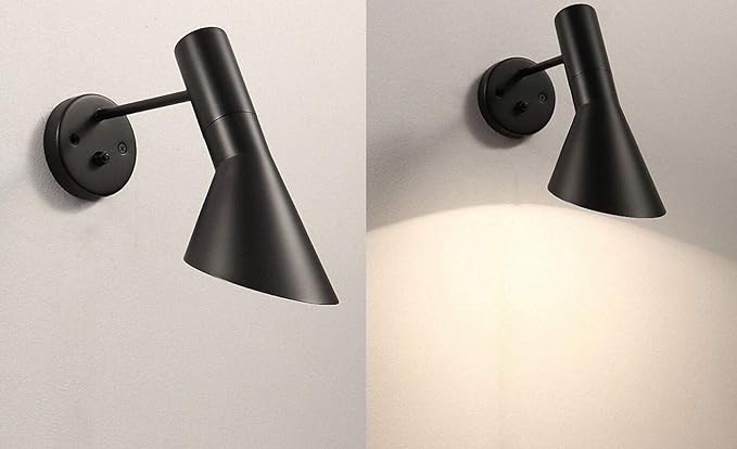 Wall Sconces AJ Wall Light fixtures Minimalist Nordic Modern Black 1 Light Wall Lamp Adjustable Angle Head Wall Mounted Light Lamp Fixtures for Living Room Barn Aisle Corridor Porch Bar