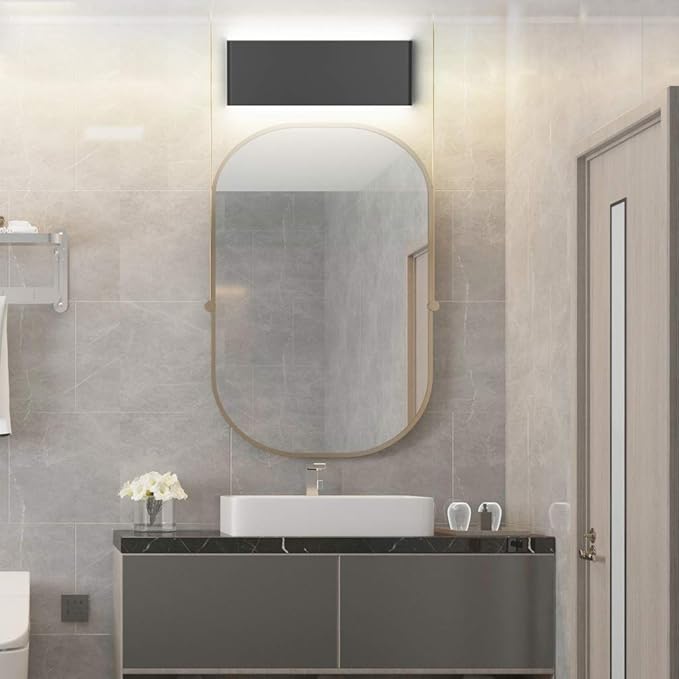 Aipsun 15.8in Black Modern Vanity Light Up and Down LED Vanity Light for Bathroom Wall Lighting Fixtures (White Light 5000K)