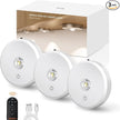 Puck Lights Cordless with Remote Control, 2200mAh Rechargeable Under Counter Lighting,3 Color Temperatures Dimmable Under Cabinet,Closet Light,Tap Light for Hallway (White, 3PCS)