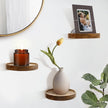 AceList 3-Pack Round Floating Shelves for Wall Decor, 6'' Diameter Acacia Wood Floating Shelf, Cup Plant Wall Shelves for Bedroom, Bedroom, Living Room, Bathroom, Kitchen, Western Decor