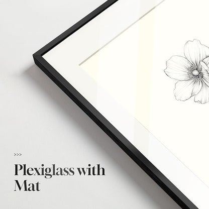 Framed Vintage Botanical Wall Art Set, 4 Piece Minimalist Black and White Floral Prints Artwork for Walls, Neutral Flower Pictures for Modern Farmhouse Bedroom Living Room Bathroom Wall Decor, 12x16