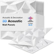Acoustic 3D Wall Panels, 12 Pack Square Sound Proof Panels for Interior Wall Décor, Hollow Sound Absorbing Panel for Studio, Living Room, Home, Hotel, 12''x12'' Cover 12 sq ft, Thin style, White