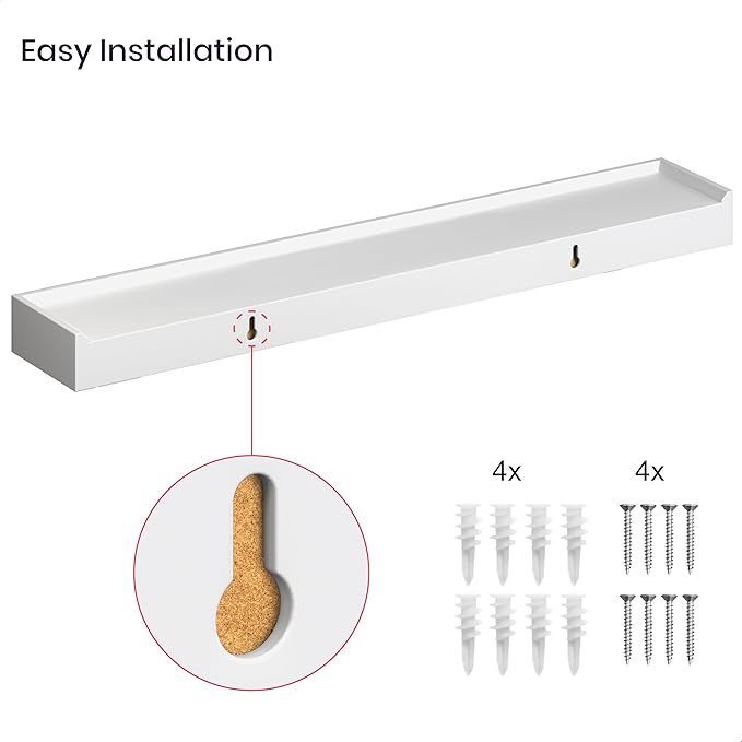 Ballucci Modern Floating Shelves 24", Set of 2 Wood Wall Mount Ledges for Nursery, Living Room, Bathroom, Kitchen, Office, White