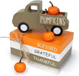 Fall Table Decor, Farmhouse Wooden Fall Signs with Book Stack, 3D Truck and 5 Individual Pumpkins for Tiered Tray, Coffee Bar, Shelf and Mantle Decor - Fall Decorations for Home