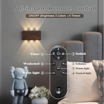 Shelprojsu LED Cordless Wall Sconce Set of 2, 5200mAh Rechargeable Battery Operated Wall Lamp with Remote Control, 3 Colors and Dimmable Magnetic Wireless Wall Light (White, 2 PCS)