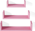 SRIWATANA Floating Shelves Wall Mounted, Solid Wood Wall Shelves, Pink