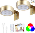 2 Pack Wireless Picture Lights for Wall, Magnetic Gold Picture Light Battery Operated with Remote, Dimmable Painting Light for Art Display, RGB Rechargeable Wall Lights for Photo Frame Gallery
