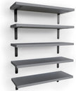 RICHER HOUSE Rustic Wood Bathroom Shelves Set of 5, Farmhouse Style Floating Shelf for Wall Décor, Hanging Shelves for Bedroom, Storage, Kitchen, Living Room - Gray