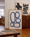 Nationcog Mid-Century Blue Beige Organic Circles Art, Minimalist Modern Wall Decor, Simple Contemporary Home Accent, Trendy Valentines Gift (Unframed) (24x36)