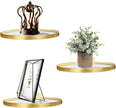 Cityelf Floating Shelves Wall Mounted Wall Decor Iron Glass Hanging Shelf Home Decor Set of 3 Display Ledge Shelves for Living Room Bedroom Office-Gold