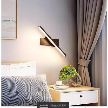Modern Linear LED Wall Sconce 3 Color Change Minimalist Wall Lamp 30cm Length Black White Rotatable Lighting for Living Room Corridor Hallway Indoor Wall Mounted Light Fixture(White)