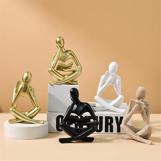 Style-A White, Creative Abstract Thinker Bookend for Home Aesthetic, Study, and Wine Cabinet – Stylish Shelf Decor Accent and Thoughtful Gift for Living Room, Bar, or Coffee Shop