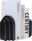 MyGift Black Concrete Bookends Decorative Arch Design, Book Ends for Heavy Books, Book Stopper for Shelves, Minimalist Home and Office Organizer, Modern Art Decor, 1 Pair
